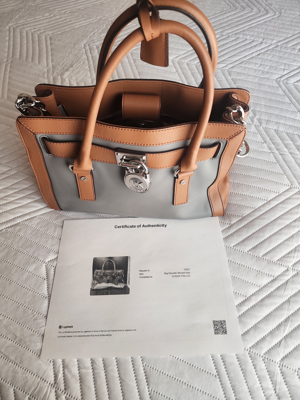 MK Hamilton Gray/Acorn Tote Shoulder Handbag